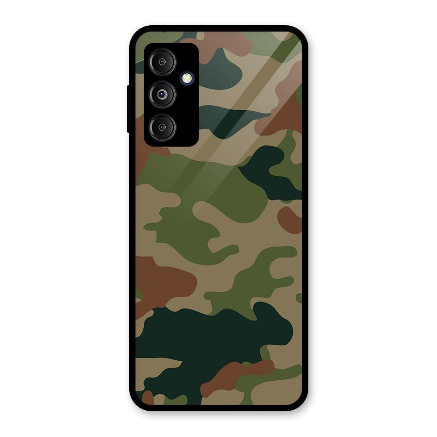 Army Camouflage Glass Back Case for Galaxy M14 5G