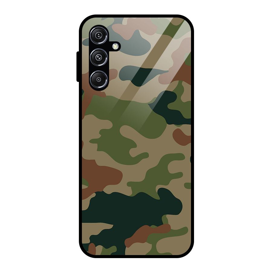 Army Camouflage Glass Back Case for Galaxy M34 5G