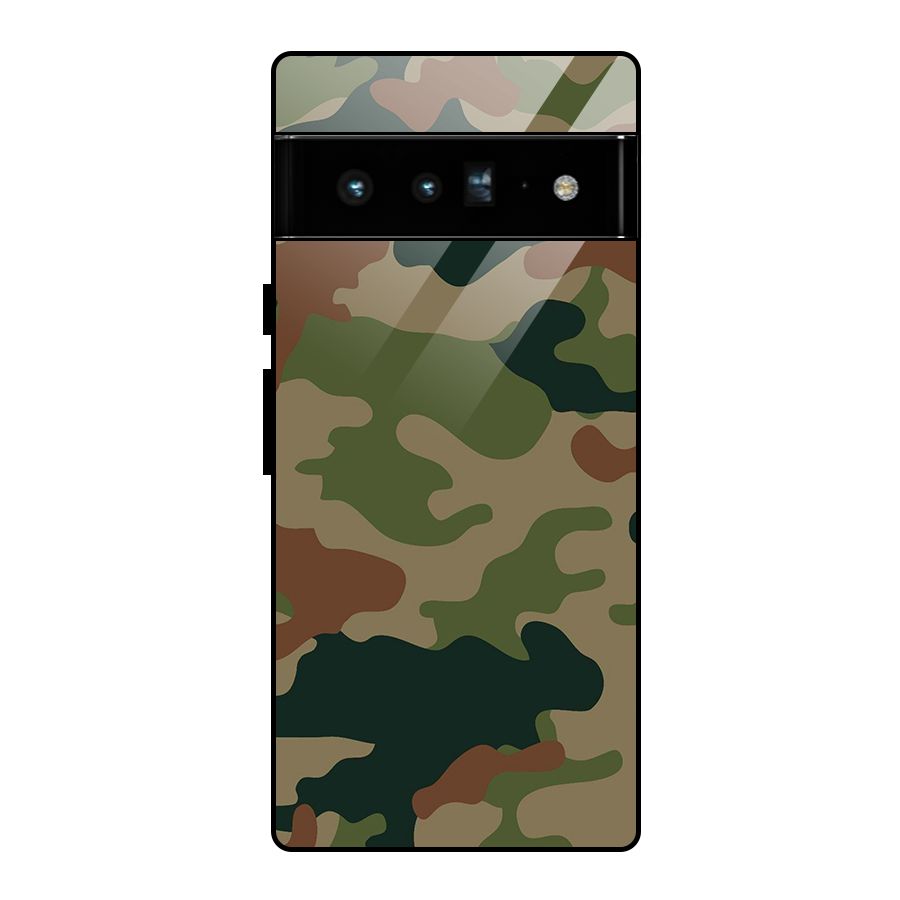 Army Camouflage Glass Back Case for Google Pixel 6 Pro