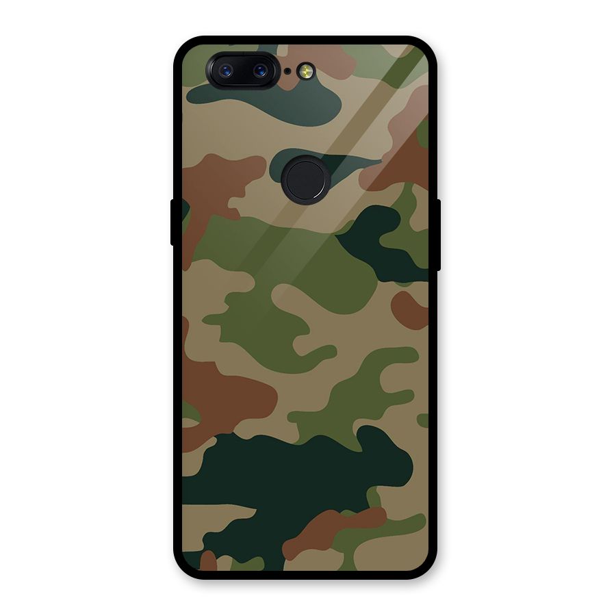 Army Camouflage Glass Back Case for OnePlus 5T