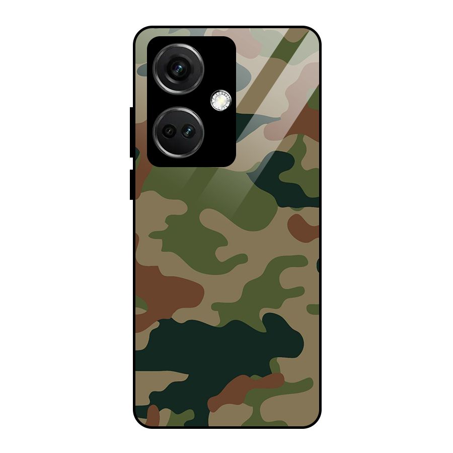 Army Camouflage Glass Back Case for OnePlus Nord CE 3 5G