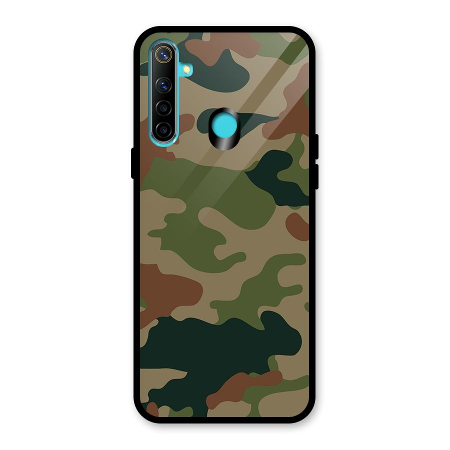 Army Camouflage Glass Back Case for Realme 5
