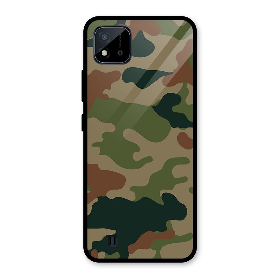 Army Camouflage Glass Back Case for Realme C11 2021