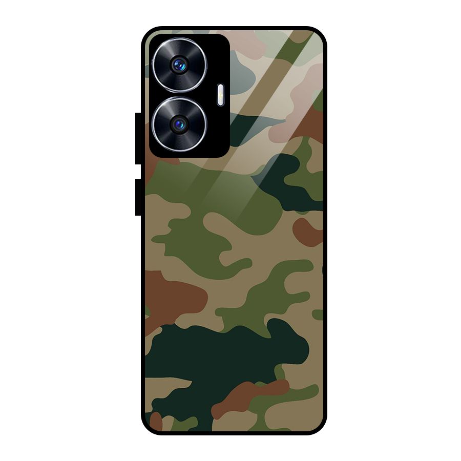 Army Camouflage Glass Back Case for Realme Narzo N55