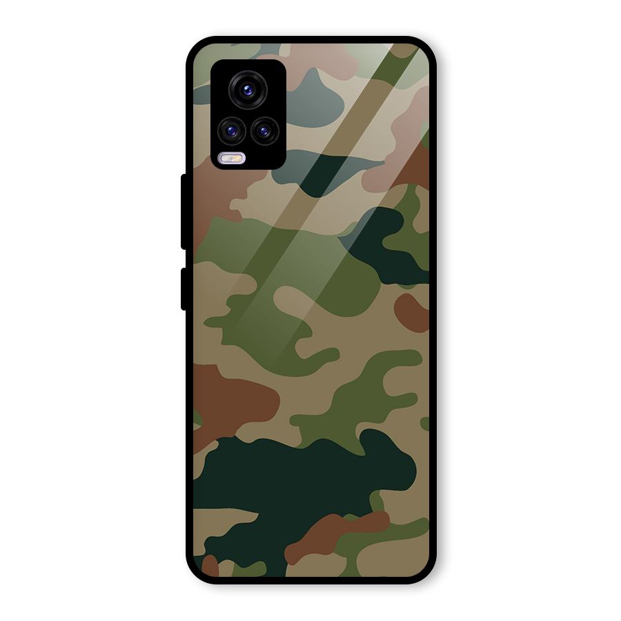 Army Camouflage Glass Back Case for Vivo V20 2021