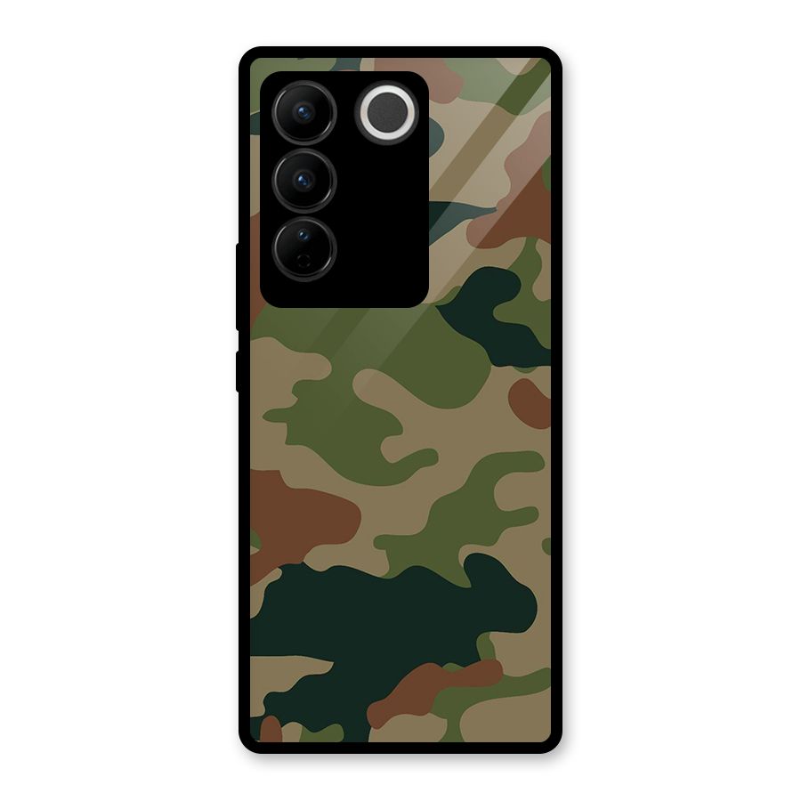 Army Camouflage Glass Back Case for Vivo V27