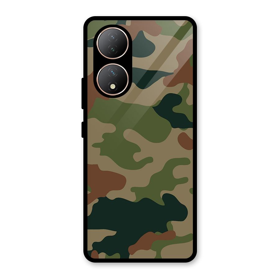 Army Camouflage Glass Back Case for Vivo Y100