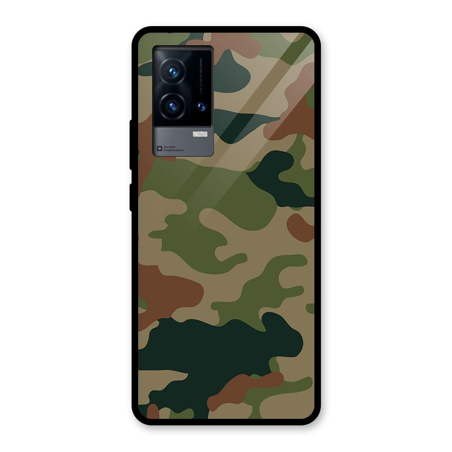Army Camouflage Glass Back Case for iQOO 9 5G