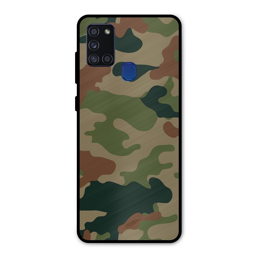 Army Camouflage Metal Back Case for Galaxy A21s