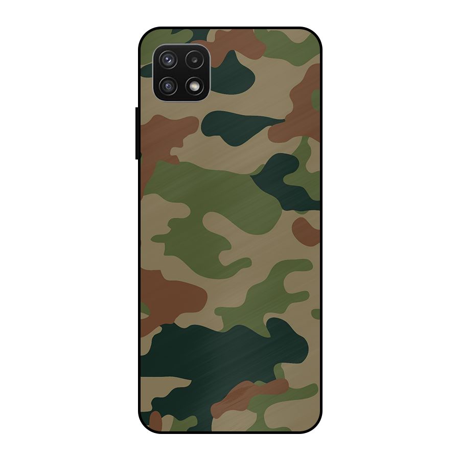 Army Camouflage Metal Back Case for Galaxy A22 5G