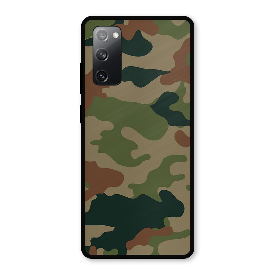 Army Camouflage Metal Back Case for Galaxy S20 FE 5G