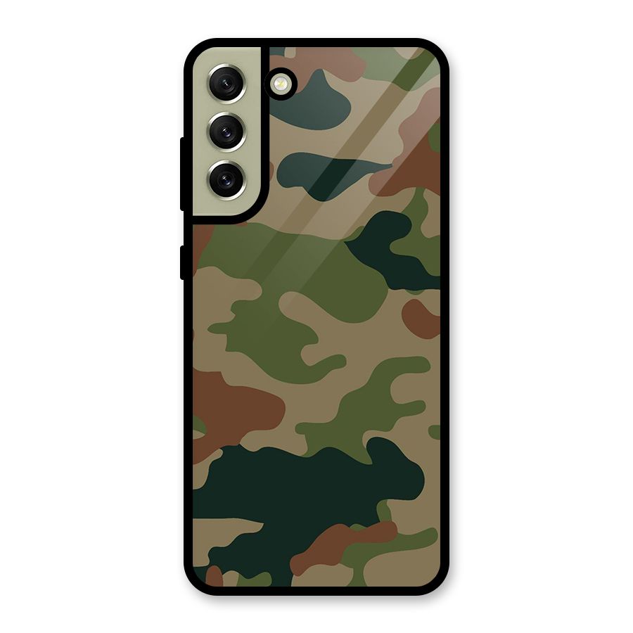 Army Camouflage Metal Back Case for Galaxy S21 FE 5G (2023)