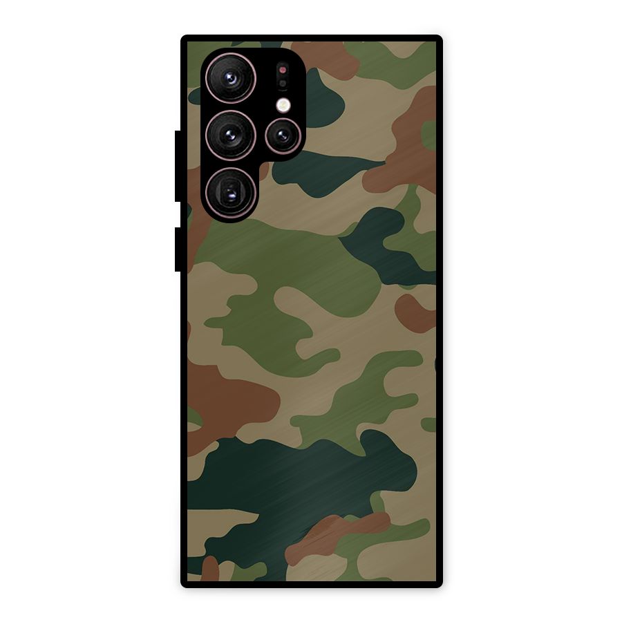 Army Camouflage Metal Back Case for Galaxy S22 Ultra 5G