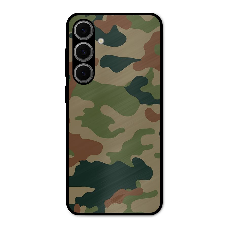 Army Camouflage Metal Back Case for Galaxy S24 FE