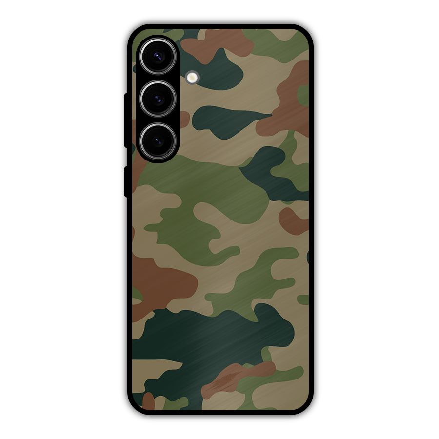 Army Camouflage Metal Back Case for Galaxy S24 Plus