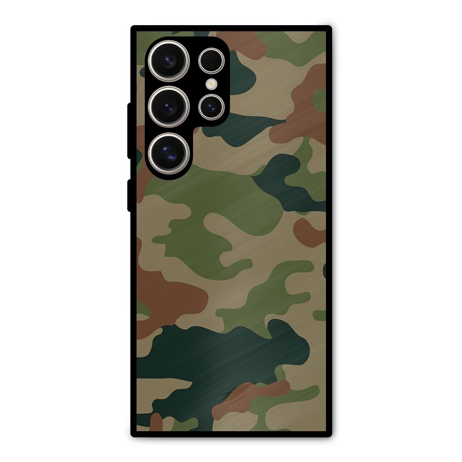 Army Camouflage Metal Back Case for Galaxy S24 Ultra