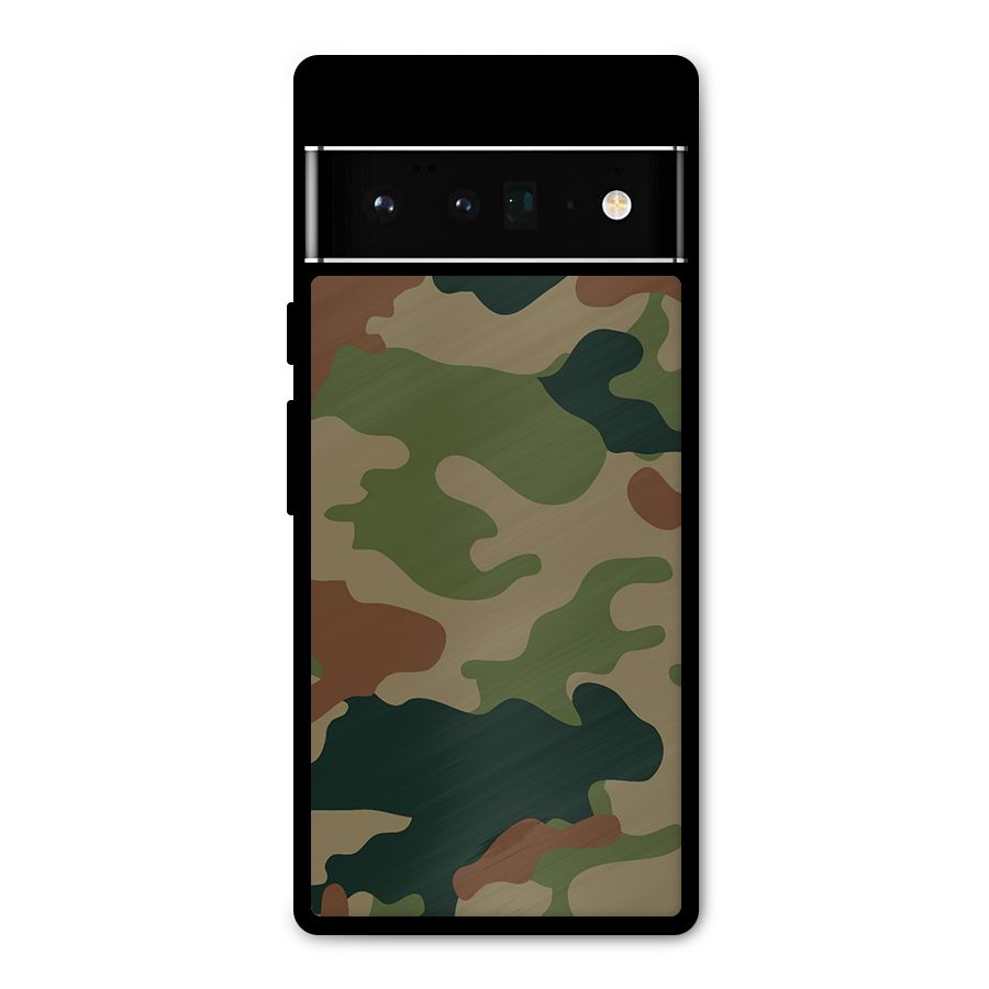 Army Camouflage Metal Back Case for Google Pixel 6 Pro