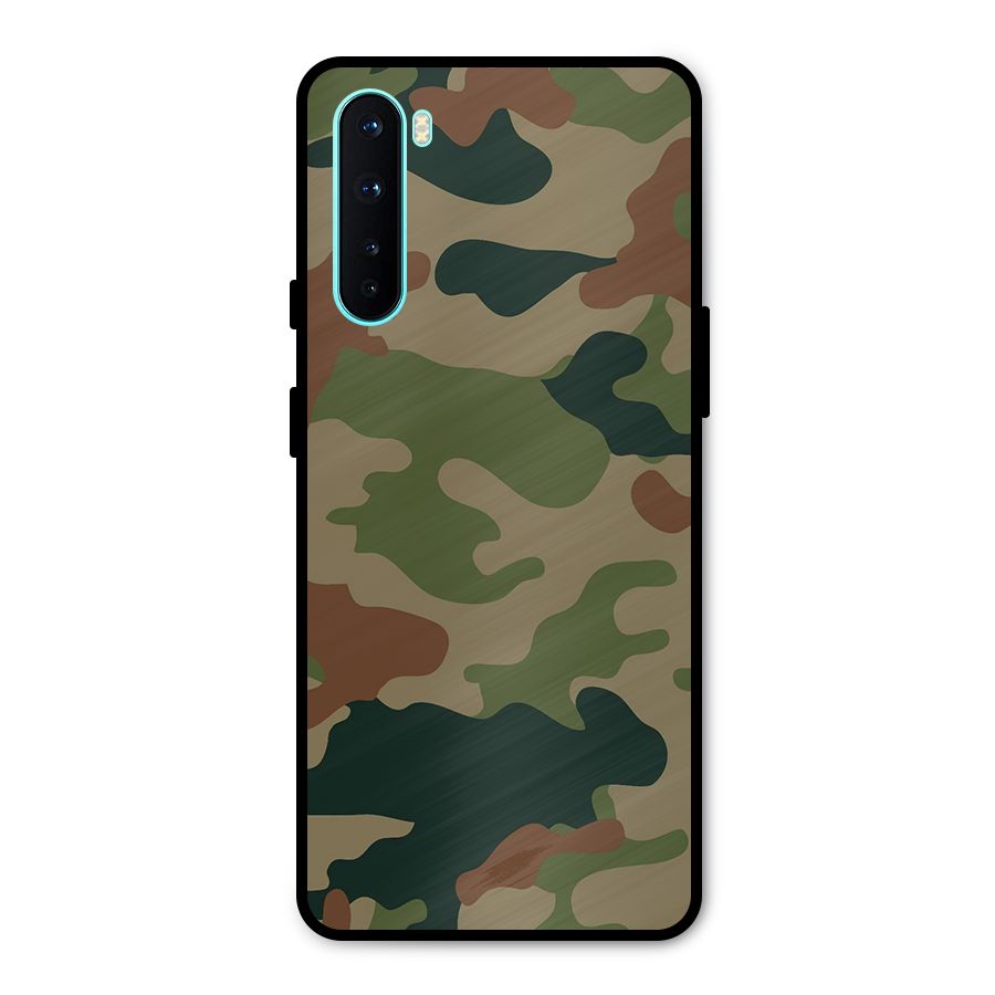 Army Camouflage Metal Back Case for OnePlus Nord