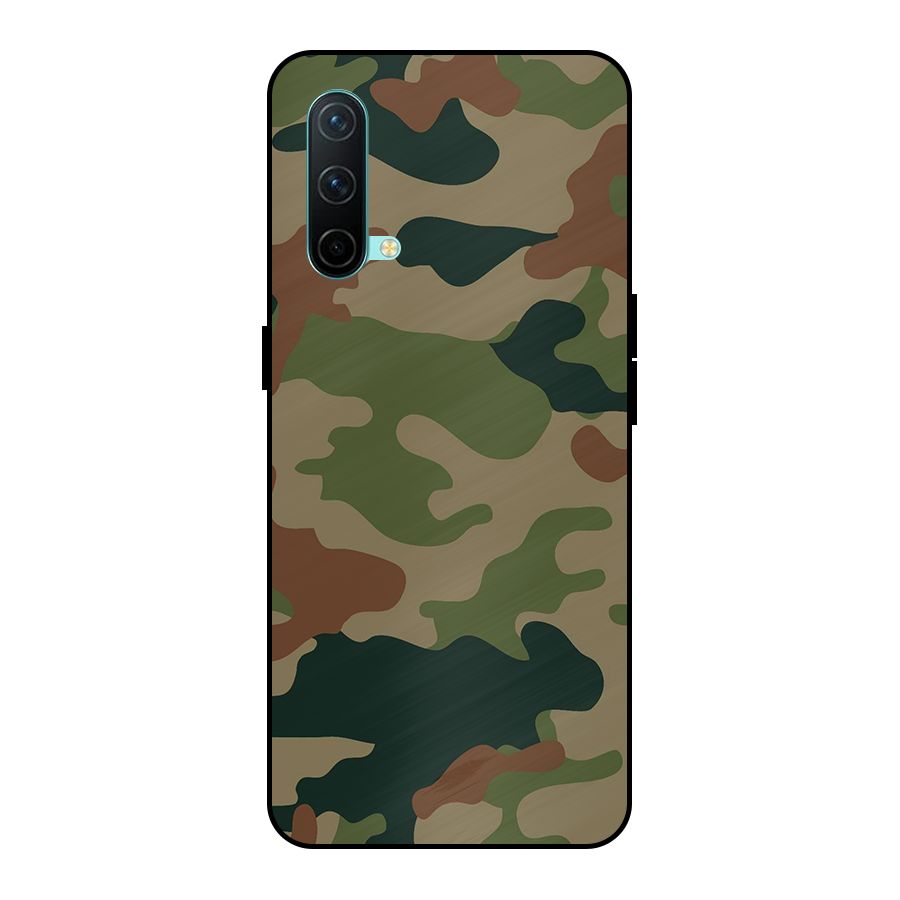 Army Camouflage Metal Back Case for OnePlus Nord CE 5G