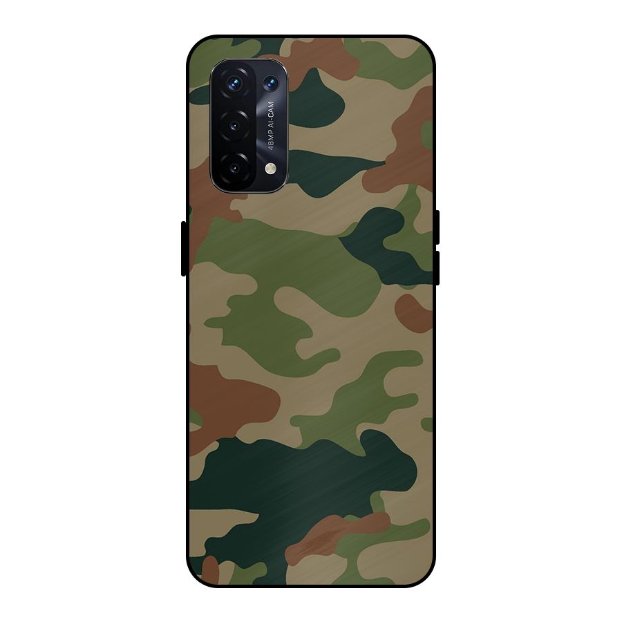 Army Camouflage Metal Back Case for Oppo A74 5G