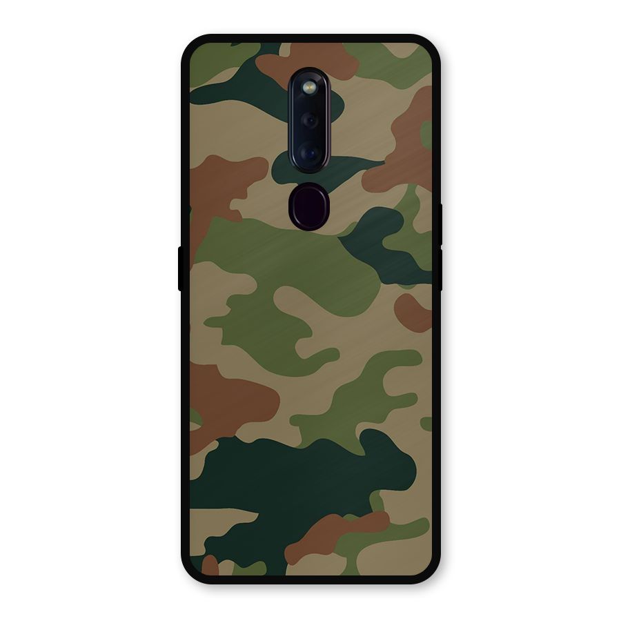 Army Camouflage Metal Back Case for Oppo F11 Pro