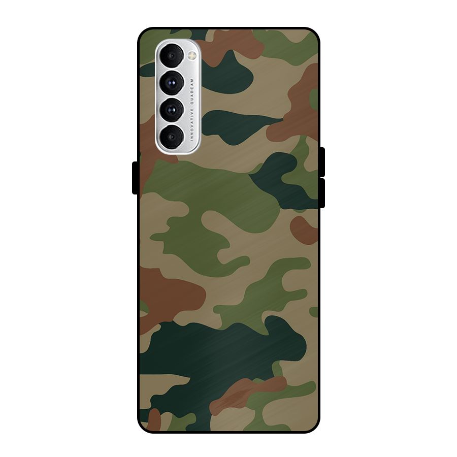 Army Camouflage Metal Back Case for Oppo Reno4 Pro