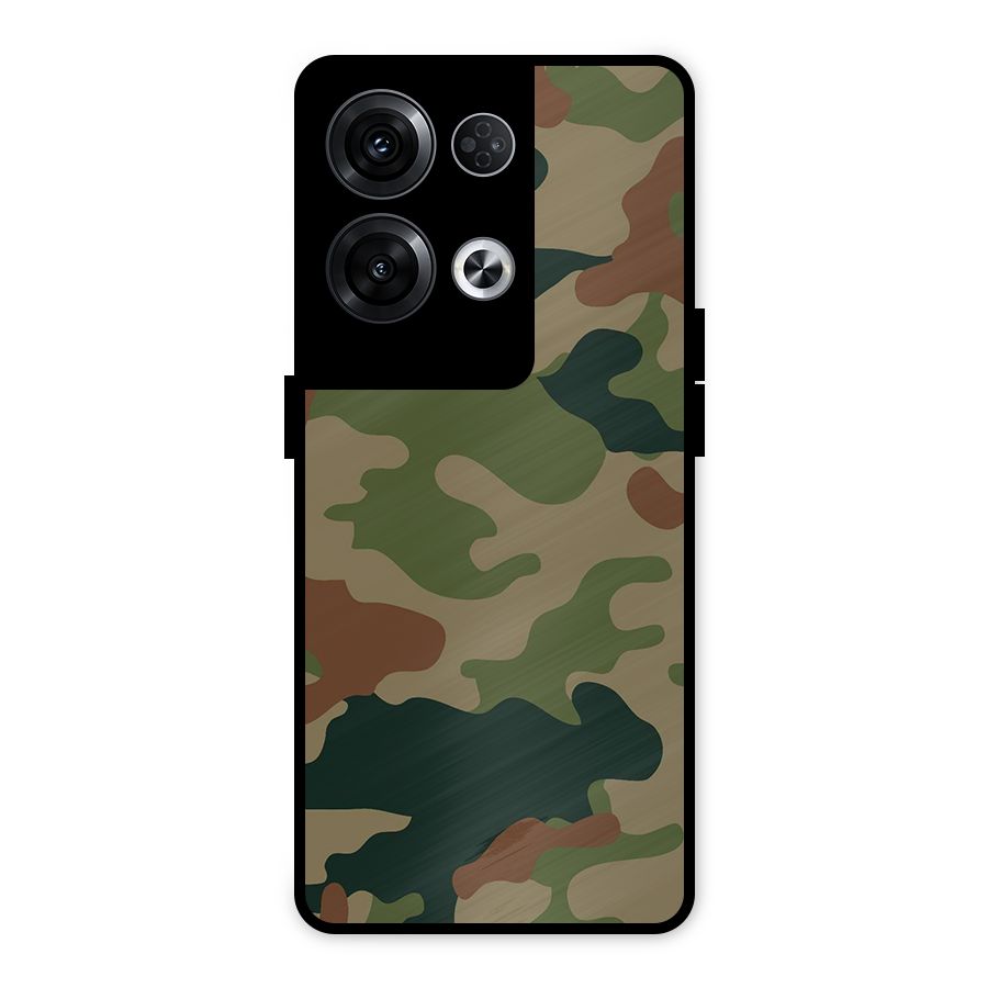 Army Camouflage Metal Back Case for Oppo Reno8 Pro 5G