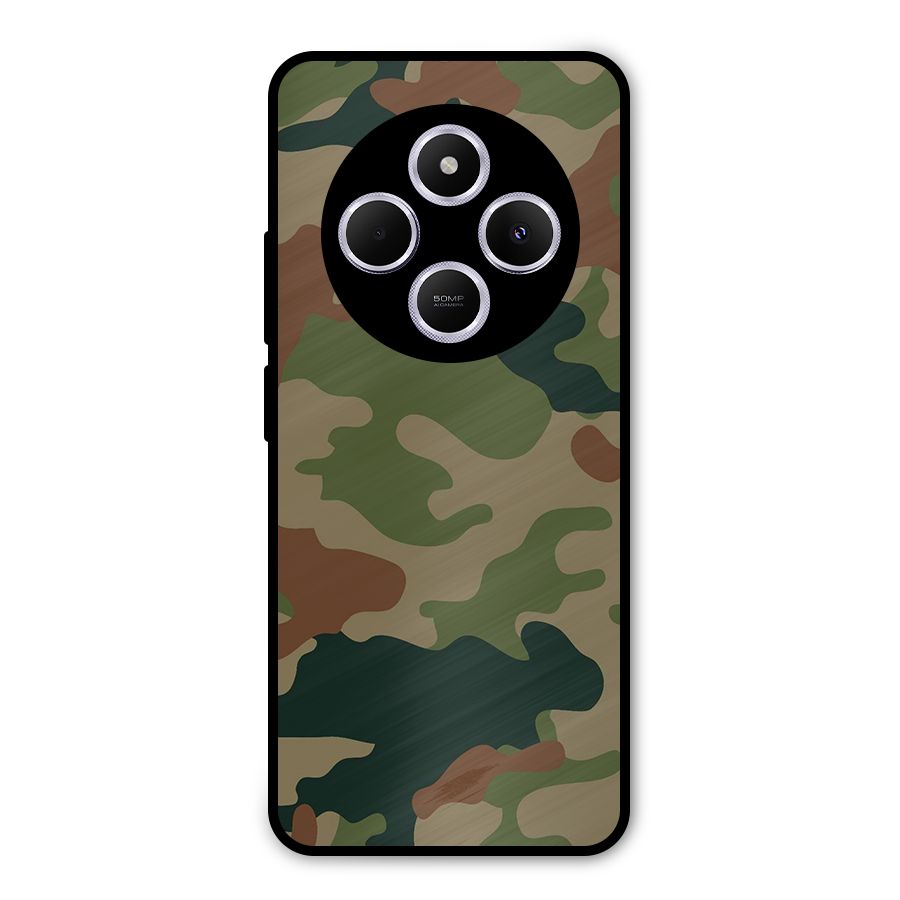 Army Camouflage Metal Back Case for Poco C75 5G