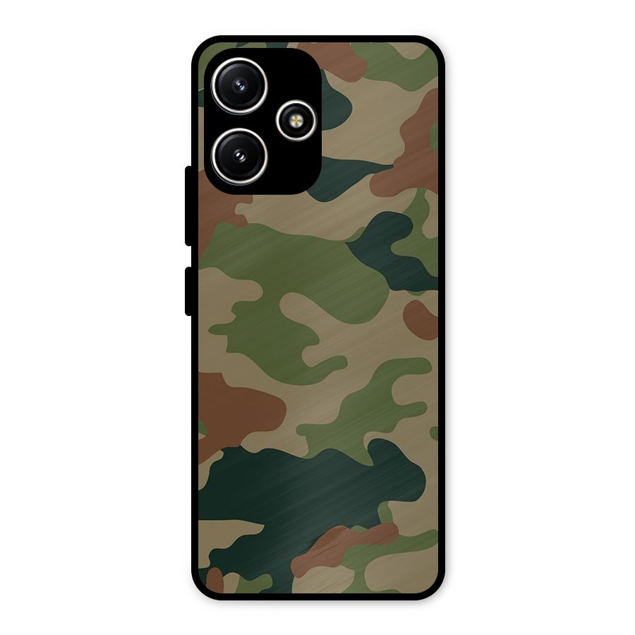 Army Camouflage Metal Back Case for Poco M6 Pro