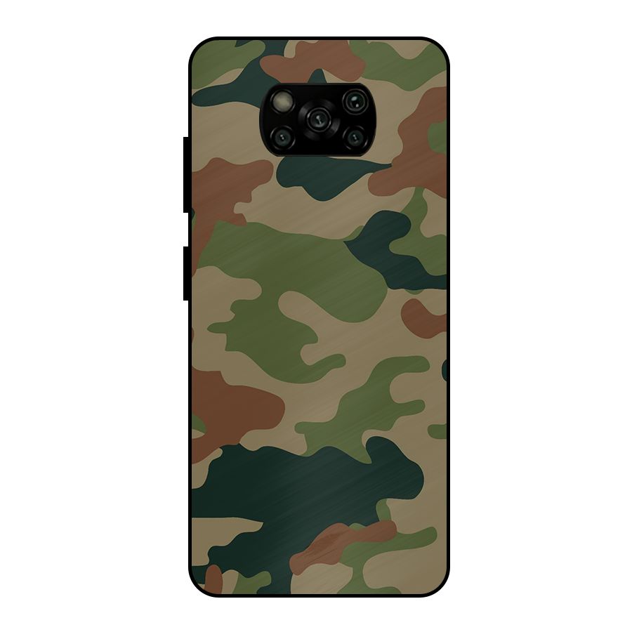 Army Camouflage Metal Back Case for Poco X3