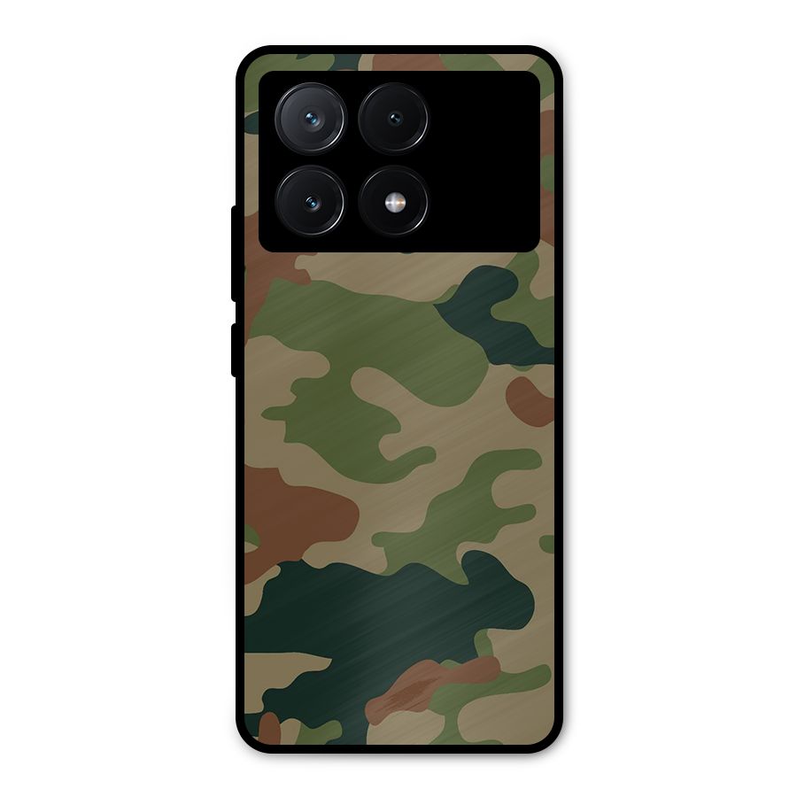 Army Camouflage Metal Back Case for Poco X6 Pro