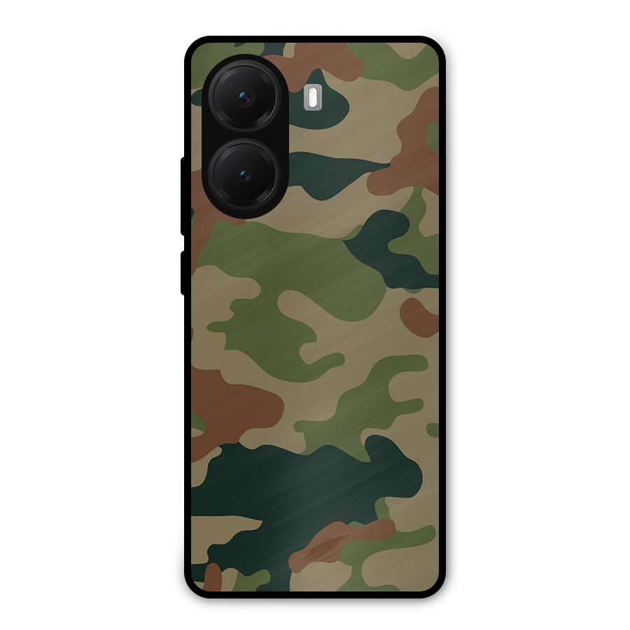 Army Camouflage Metal Back Case for Poco X7 Pro