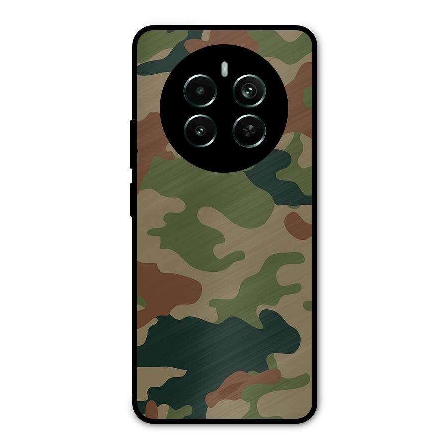 Army Camouflage Metal Back Case for Realme 12 Pro Plus