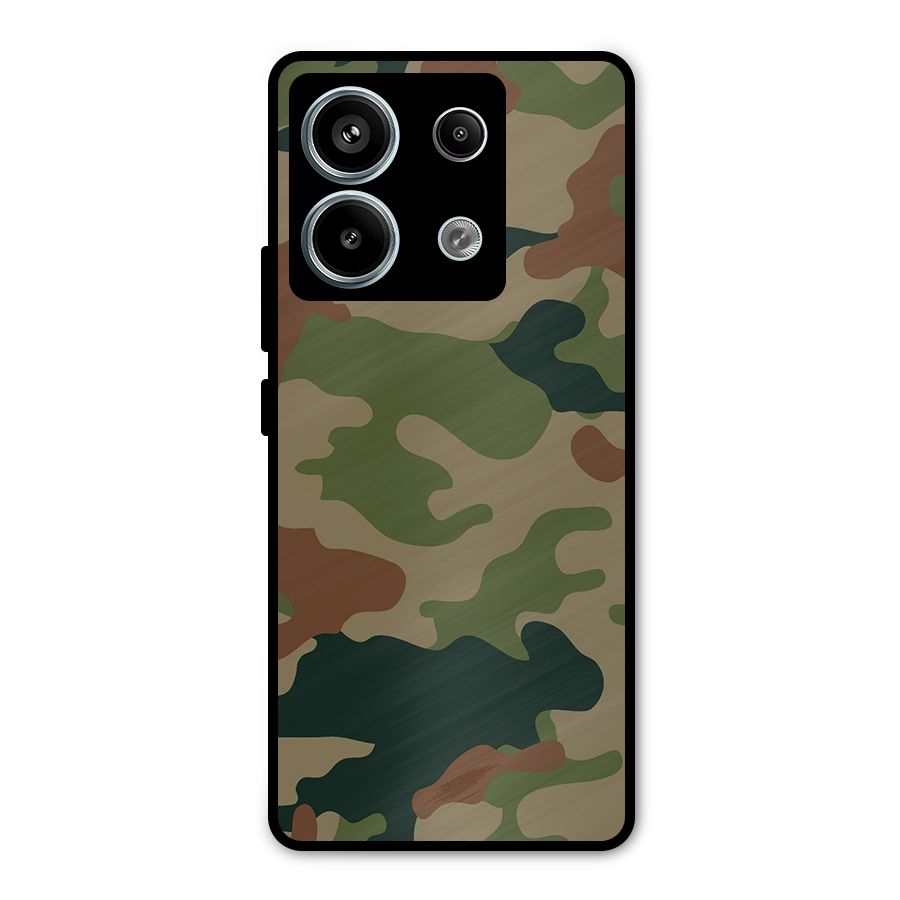 Army Camouflage Metal Back Case for Redmi Note 13 Pro 5G