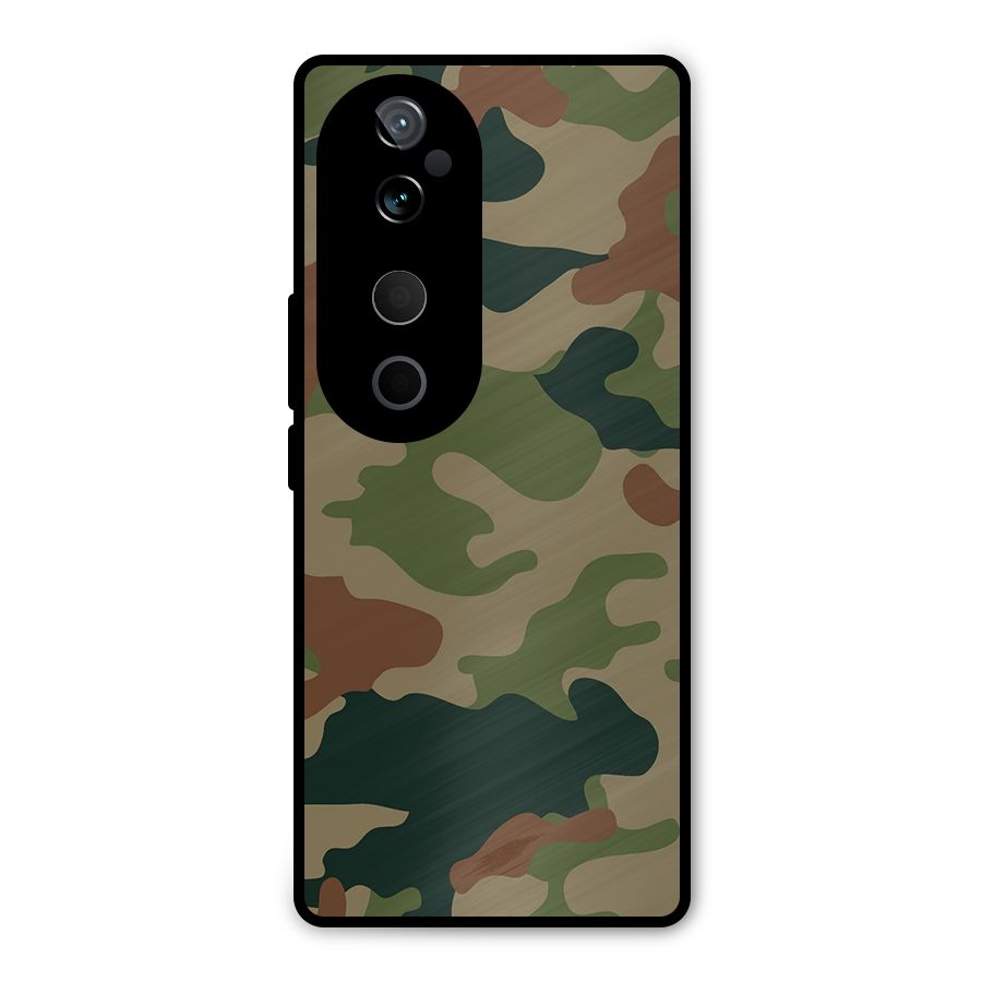 Army Camouflage Metal Back Case for Vivo T3 Ultra
