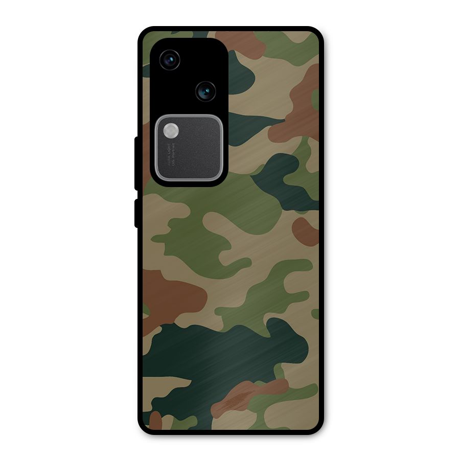Army Camouflage Metal Back Case for Vivo V30 Pro