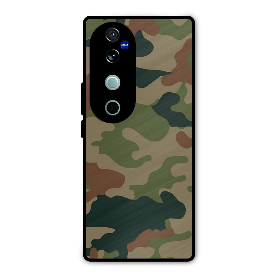 Army Camouflage Metal Back Case for Vivo V40 Pro