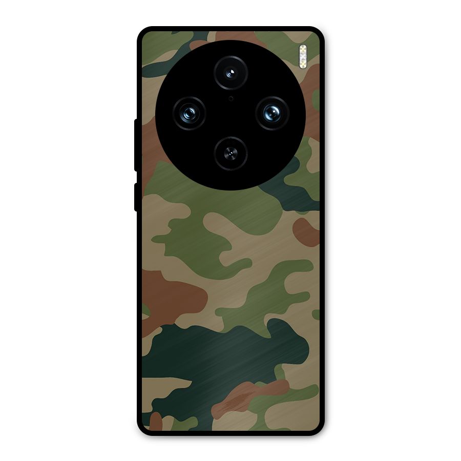 Army Camouflage Metal Back Case for Vivo X100 Pro