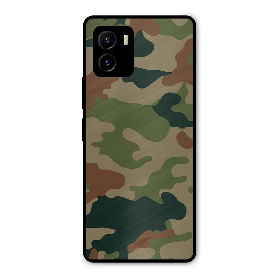 Army Camouflage Metal Back Case for Vivo Y15s