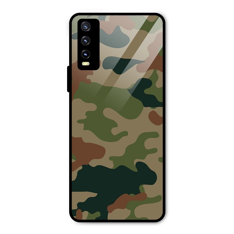 Army Camouflage Metal Back Case for Vivo Y20 2021
