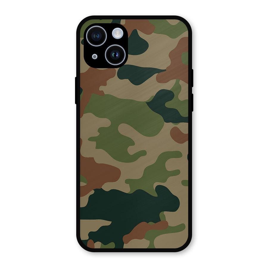Army Camouflage Metal Back Case for iPhone 14