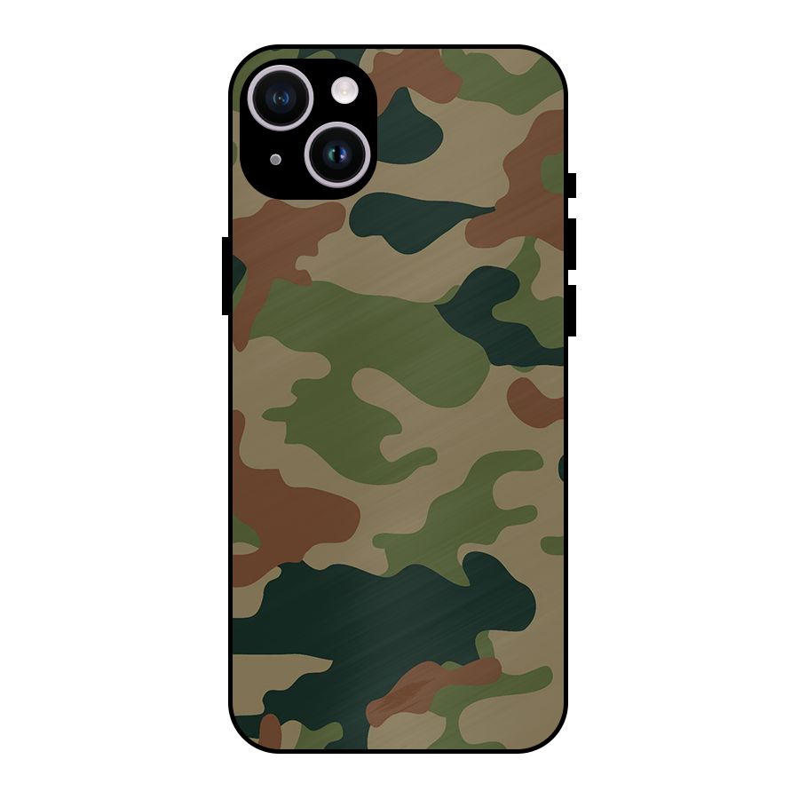 Army Camouflage Metal Back Case for iPhone 14 Plus
