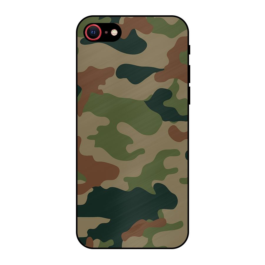 Army Camouflage Metal Back Case for iPhone SE 2022
