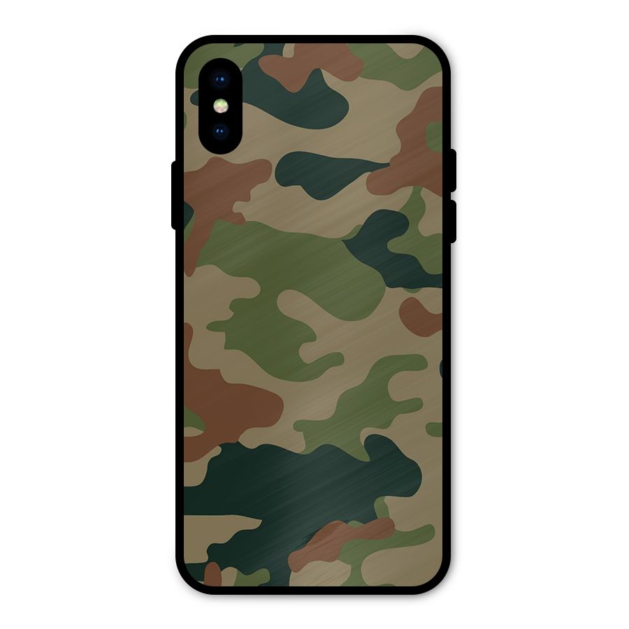 Army Camouflage Metal Back Case for iPhone XS