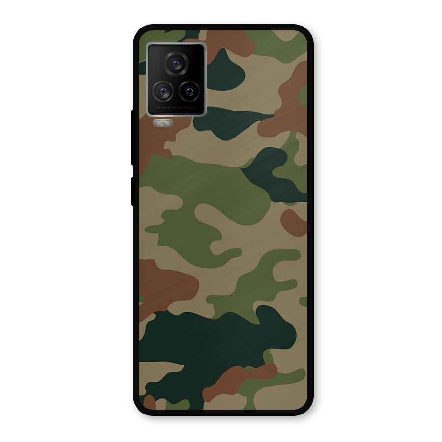 Army Camouflage Metal Back Case for iQOO 7 Legend 5G