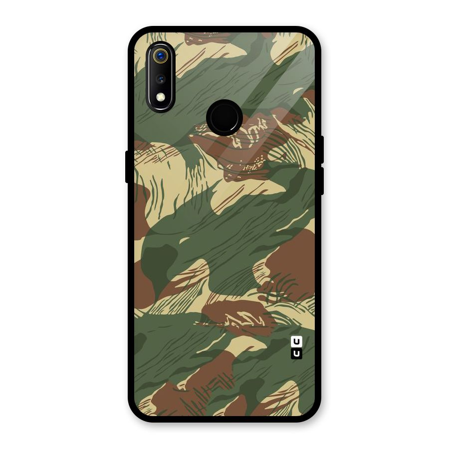Army Design Glass Back Case for Realme 3i