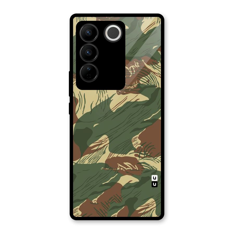Army Design Glass Back Case for Vivo V27 Pro
