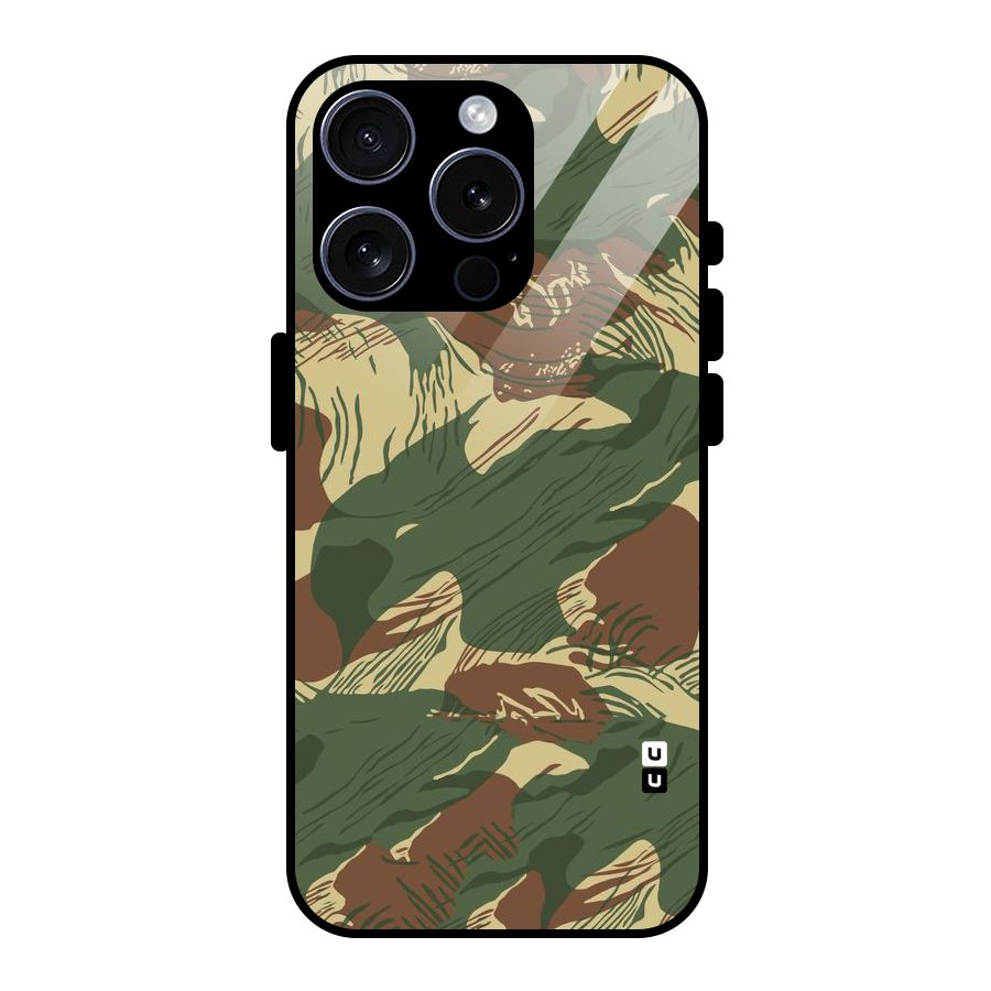Army Design Glass Back Case for iPhone 15 Pro