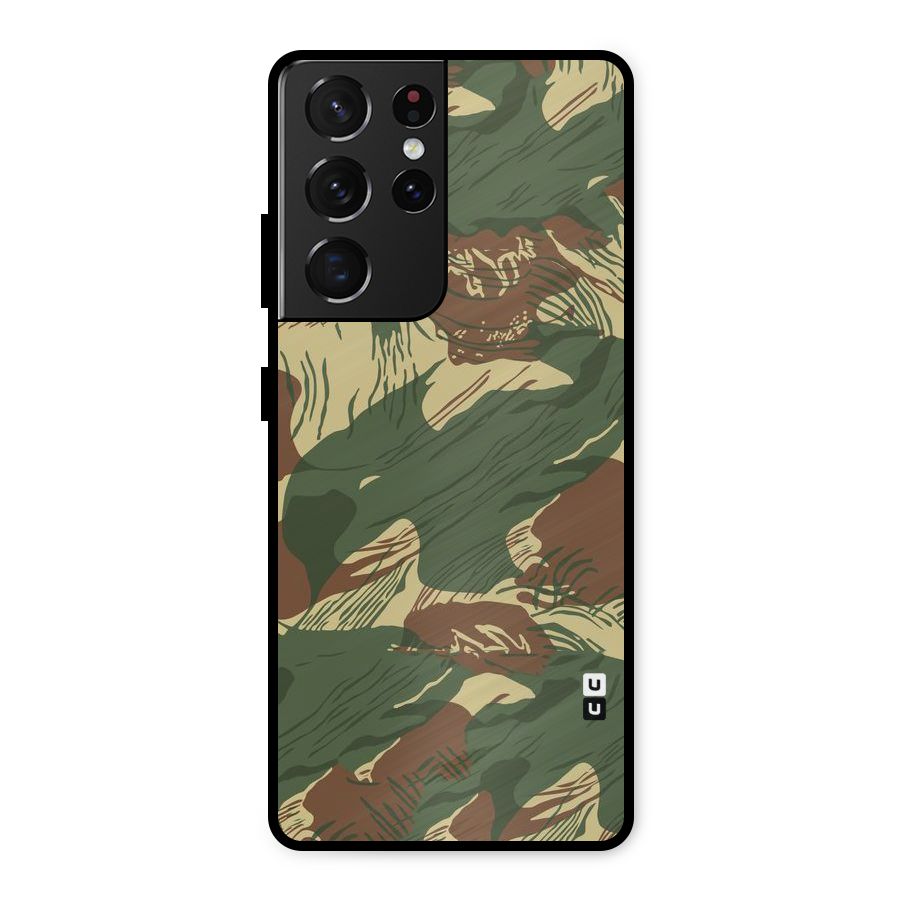 Army Design Metal Back Case for Galaxy S21 Ultra 5G