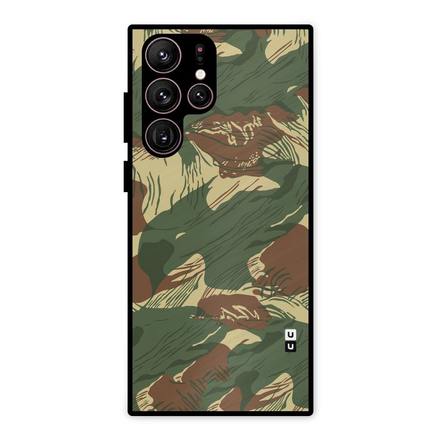 Army Design Metal Back Case for Galaxy S22 Ultra 5G
